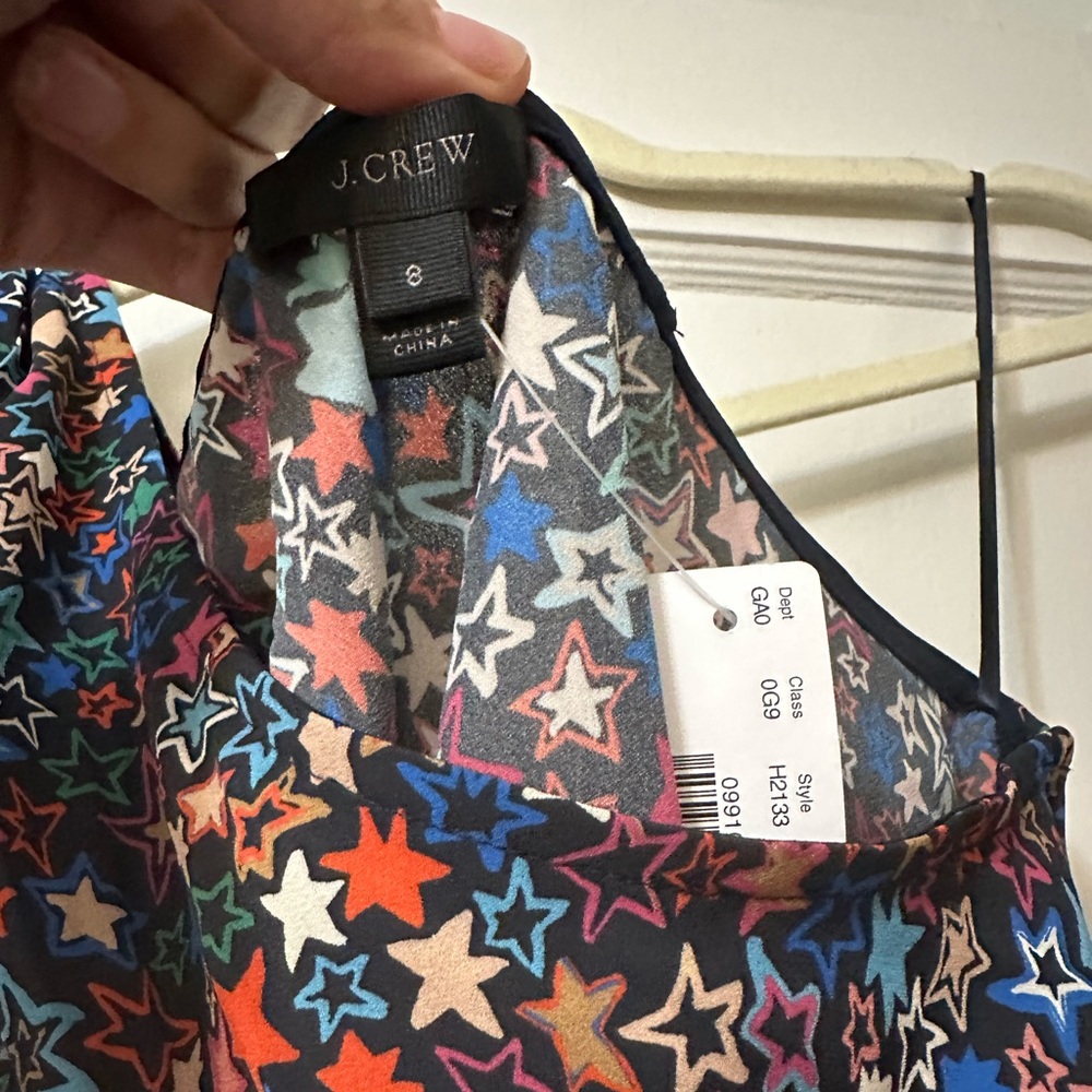 NWT J. Crew jacuzzi star print one sleeve blouse sz 8 medium - Picture 3 of 5